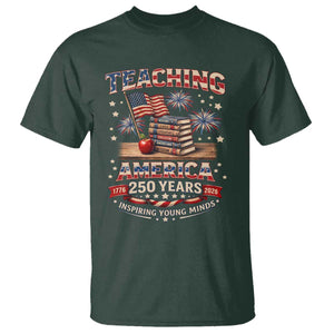 American Teacher Gift T Shirt Inspiring Young Minds 250th Anniversary TS12 Dark Forest Green Print Your Wear