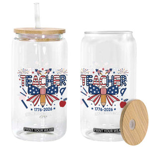 Proud American Teacher 250 Years Glass Can Patriotic Educator Gift TS12 Print Your Wear