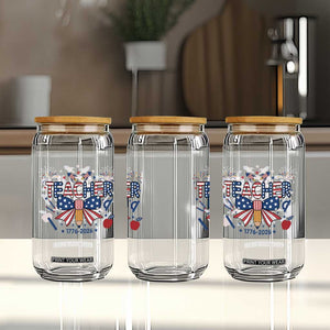 Proud American Teacher 250 Years Glass Can Patriotic Educator Gift TS12 Print Your Wear