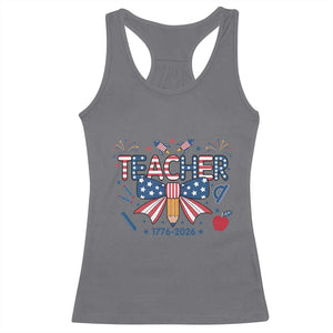 Proud American Teacher 250 Years Racerback Tank Top Patriotic Educator Gift TS12 Charcoal Print Your Wear