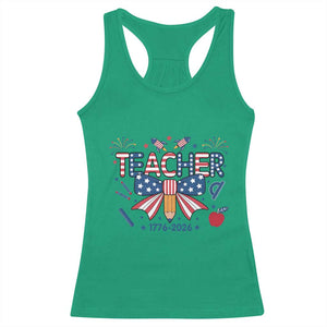 Proud American Teacher 250 Years Racerback Tank Top Patriotic Educator Gift TS12 Irish Green Print Your Wear