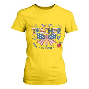 Proud American Teacher 250 Years T Shirt For Women Patriotic Educator Gift TS12 Daisy Print Your Wear