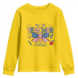 Proud American Teacher 250 Years Youth Sweatshirt Patriotic Educator Gift TS12 Daisy Print Your Wear