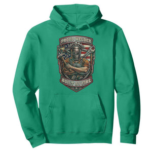Vintage Proud American Welder Hoodie Built By Fire Blue Collar Dad Gift TS12 Irish Green Print Your Wear