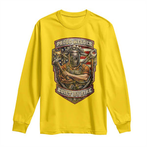 Vintage Proud American Welder Long Sleeve Shirt Built By Fire Blue Collar Dad Gift TS12 Daisy Print Your Wear