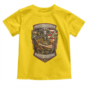 Vintage Proud American Welder Toddler T Shirt Built By Fire Blue Collar Dad Gift TS12 Daisy Print Your Wear