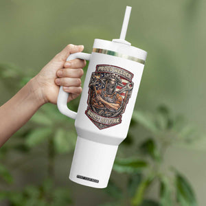 Vintage Proud American Welder Tumbler With Handle Built By Fire Blue Collar Dad Gift TS12 Print Your Wear