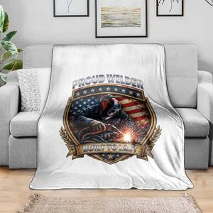 Built To Last Proud Welder Throw Blanket Blue Collar American Dad Gift TS12 Print Your Wear