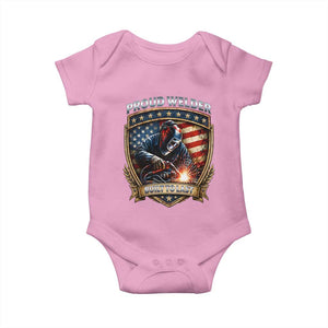 Built To Last Proud Welder Baby Onesie Blue Collar American Dad Gift TS12 Light Pink Print Your Wear