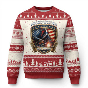 Built To Last Proud Welder Ugly Christmas Sweater Blue Collar American Dad Gift