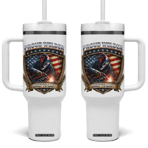 Built To Last Proud Welder Tumbler With Handle Blue Collar American Dad Gift TS12 One Size: 40 oz White Print Your Wear