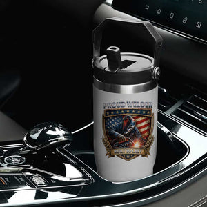 Built To Last Proud Welder Flip Straw Tumbler Blue Collar American Dad Gift TS12 Print Your Wear