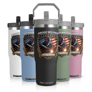 Built To Last Proud Welder Flip Straw Tumbler Blue Collar American Dad Gift TS12 Print Your Wear