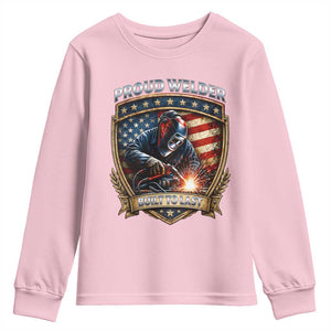 Built To Last Proud Welder Youth Sweatshirt Blue Collar American Dad Gift TS12 Light Pink Print Your Wear
