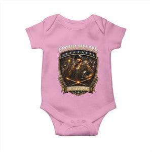 Proud Welder Graphic Baby Onesie Built To Last Worker Gift TS12 Light Pink Print Your Wear