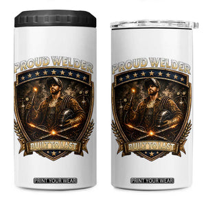 Proud Welder Graphic 4 in 1 Can Cooler Tumbler Built To Last Worker Gift TS12 One Size: 16 oz White Print Your Wear