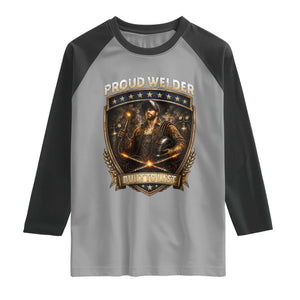 Proud Welder Graphic Raglan Shirt Built To Last Worker Gift TS12 Sport Gray Black Print Your Wear