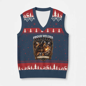 Proud Welder Whatever It Takes V-Neck Knit Sweater Vest Vintage Mechanic Workwear TS12 Navy Red Print Your Wear