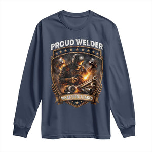 Proud Welder Whatever It Takes Long Sleeve Shirt Vintage Mechanic Workwear TS12 Navy Print Your Wear