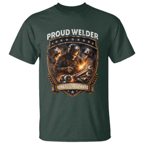 Proud Welder Whatever It Takes T Shirt Vintage Mechanic Workwear TS12 Dark Forest Green Print Your Wear