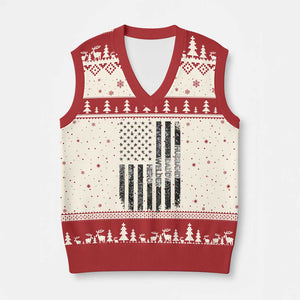 Husband Daddy Welder Hero V-Neck Knit Sweater Vest Patriotic Welding American Flag Graphic TS12 Beige Red Print Your Wear