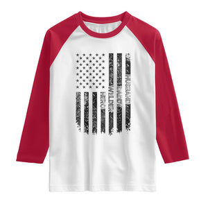 Husband Daddy Welder Hero Raglan Shirt Patriotic Welding American Flag Graphic TS12 White Red Print Your Wear