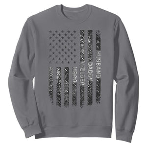 Husband Daddy Welder Hero Sweatshirt Patriotic Welding American Flag Graphic TS12 Charcoal Print Your Wear