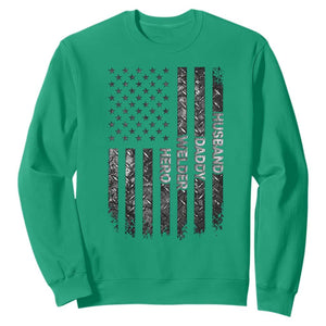 Husband Daddy Welder Hero Sweatshirt Patriotic Welding American Flag Graphic TS12 Irish Green Print Your Wear
