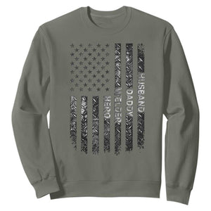 Husband Daddy Welder Hero Sweatshirt Patriotic Welding American Flag Graphic TS12 Military Green Print Your Wear
