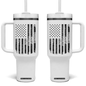 Husband Daddy Welder Hero Tumbler With Handle Patriotic Welding American Flag Graphic TS12 One Size: 40 oz White Print Your Wear
