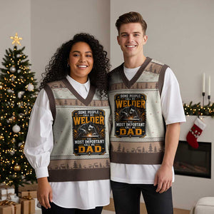 Welding Fathers Day Gift V-Neck Knit Sweater Vest Some People Call Me A Welder The Most Important Call Me Dad TS12 Mocha Mousse Print Your Wear