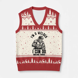 Funny Bigfoot Welder V-Neck Knit Sweater Vest I Can Do Amazing Things