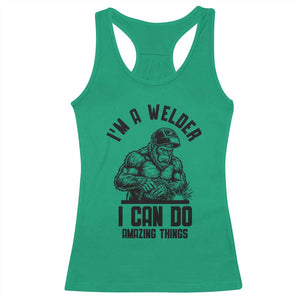 Funny Bigfoot Welder Racerback Tank Top I Can Do Amazing Things TS12 Irish Green Print Your Wear