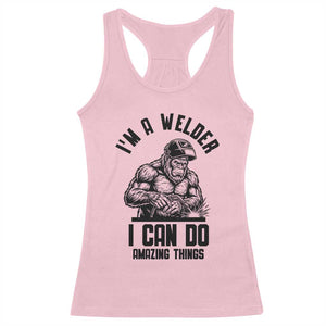 Funny Bigfoot Welder Racerback Tank Top I Can Do Amazing Things TS12 Light Pink Print Your Wear