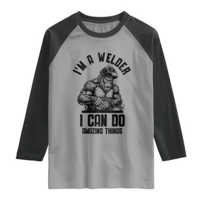 Funny Bigfoot Welder Raglan Shirt I Can Do Amazing Things TS12 Sport Gray Black Print Your Wear