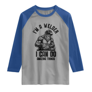 Funny Bigfoot Welder Raglan Shirt I Can Do Amazing Things TS12 Sport Gray Royal Print Your Wear