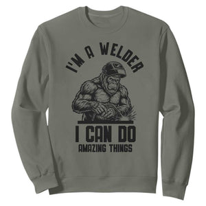 Funny Bigfoot Welder Sweatshirt I Can Do Amazing Things