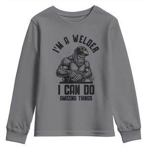 Funny Bigfoot Welder Youth Sweatshirt I Can Do Amazing Things TS12 Charcoal Print Your Wear