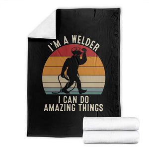 Funny Bigfoot Welding Gift Throw Blanket I Can Do Amazing Things With A Welder