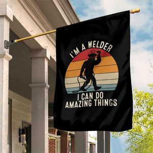 Funny Bigfoot Welding Gift Garden Flag I Can Do Amazing Things With A Welder