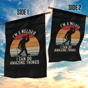Funny Bigfoot Welding Gift Garden Flag I Can Do Amazing Things With A Welder