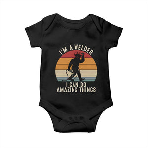 Funny Bigfoot Welding Gift Baby Onesie I Can Do Amazing Things With A Welder TS12 Black Print Your Wear