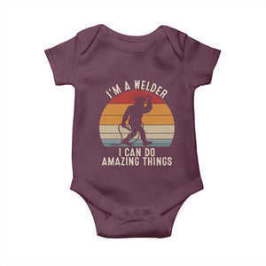 Funny Bigfoot Welding Gift Baby Onesie I Can Do Amazing Things With A Welder TS12 Maroon Print Your Wear