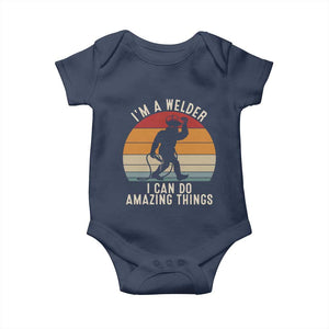 Funny Bigfoot Welding Gift Baby Onesie I Can Do Amazing Things With A Welder TS12 Navy Print Your Wear