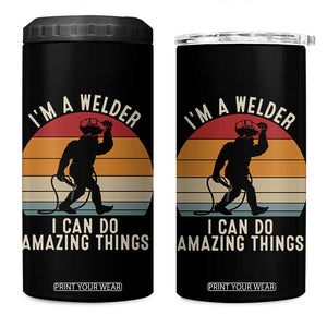 Funny Bigfoot Welding Gift 4 in 1 Can Cooler Tumbler I Can Do Amazing Things With A Welder TS12 One Size: 16 oz Black Print Your Wear