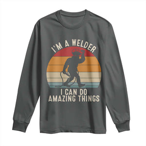 Funny Bigfoot Welding Gift Long Sleeve Shirt I Can Do Amazing Things With A Welder TS12 Dark Heather Print Your Wear