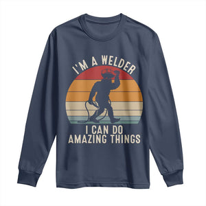 Funny Bigfoot Welding Gift Long Sleeve Shirt I Can Do Amazing Things With A Welder TS12 Navy Print Your Wear