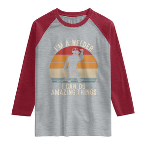 Funny Bigfoot Welding Gift Raglan Shirt I Can Do Amazing Things With A Welder