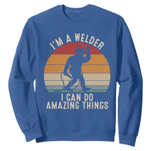 Funny Bigfoot Welding Gift Sweatshirt I Can Do Amazing Things With A Welder TS12 Royal Blue Print Your Wear