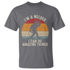 Funny Bigfoot Welding Gift T Shirt I Can Do Amazing Things With A Welder TS12 Charcoal Print Your Wear